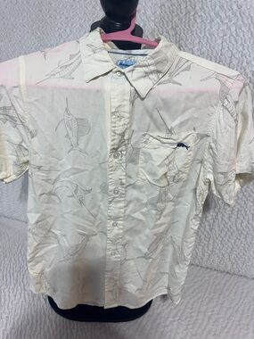Tommy Bahama Cream Marlin Print Short-Sleeve Button-Down